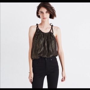 Flash sale!!! NWOT Madewell silk gold stripe cami top